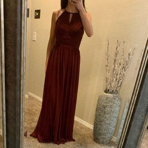 Burgundy long bridesmaid dress